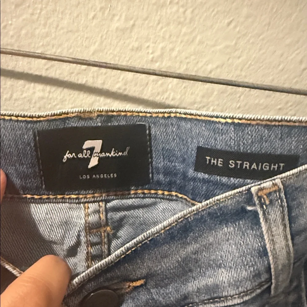 7 For All Mankind Light Blue straight Jeans size 38”